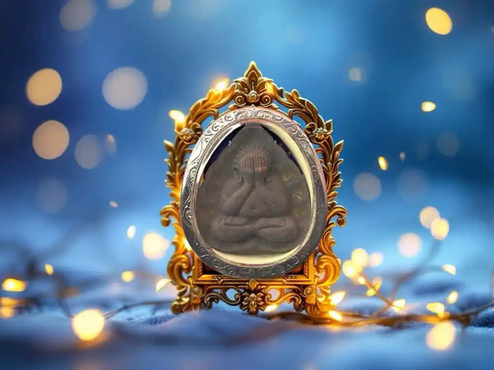 Double amulet Luang Phor Thuad / Phra Pidta – Wat Tham Khao Tao (Prachuap Khiri Khan)