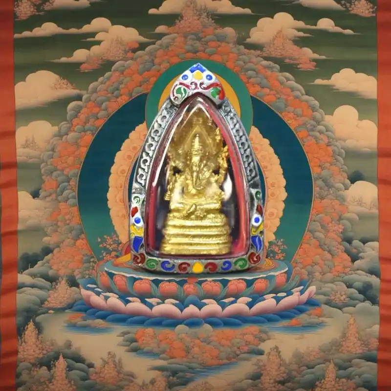 Golden amulet of Phra Pikanet under the king of the Nagas – Venerable Lersi Po Kassem