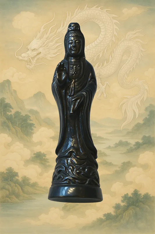 Alchemical Statuette of Protective Guan Yin – Dark Blue Mekkapat Alloy