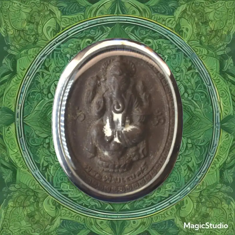 Double amulet Phra Pikanet and Phra Siwali – ancient medicinal plant paste