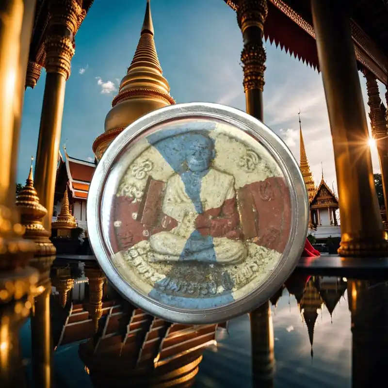 Large tricolor amulet of Somdej Toh Phrommarangsi blessed in 2007