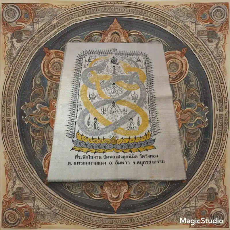 Pa Yant with intertwined Buddhas and Nagas – Wat Wangthong – Pid Thong Fung Look Nimit Ceremony