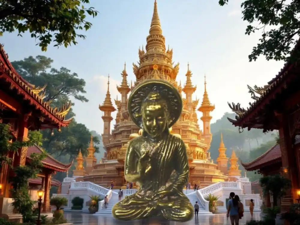 Small brass amulet of the historical Buddha (Wat Suthat, Bangkok)