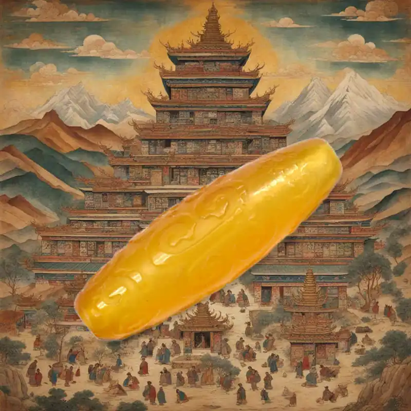 Carved Yellow Tibetan Sacred Bead – Ideal for Jambhalla Mala