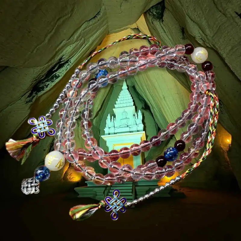 Tibetan Crystal Spatika and Ye Ming Zhu Rosary – Dorje Sempa Purification Mala (Unique Piece)
