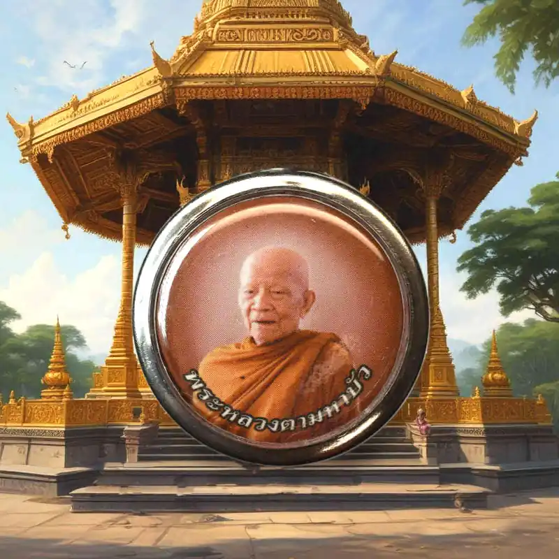 Luangta Mahābua portrait amulet – Chewed betel relic (rare piece)