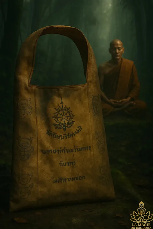 Ancient monk's bag from Wat Kositaram – Yant manuscripts of Luang Phor Kuay