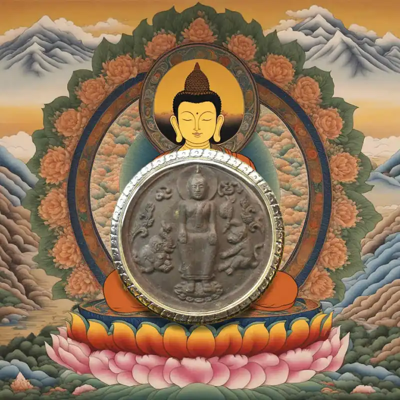 Large amulet of the Buddha Phra Pang Pah Leelai – Wat Palelai Worawihan.