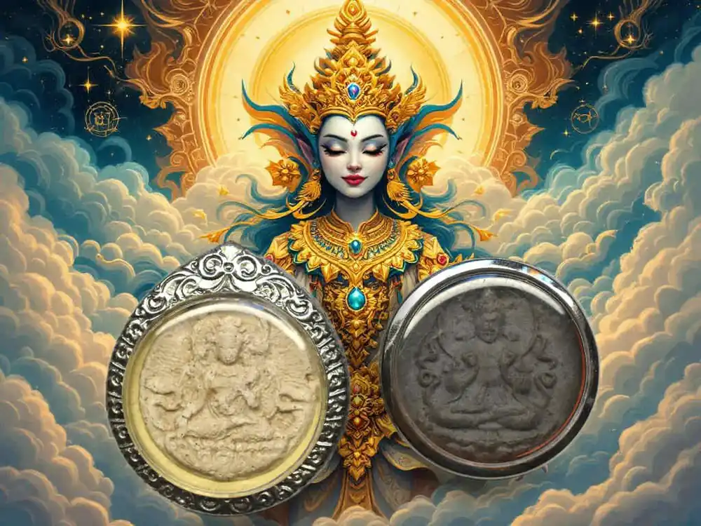 Tibetan Amulets of White Tara and Nagarjuna - Wat Boman Khunaram.