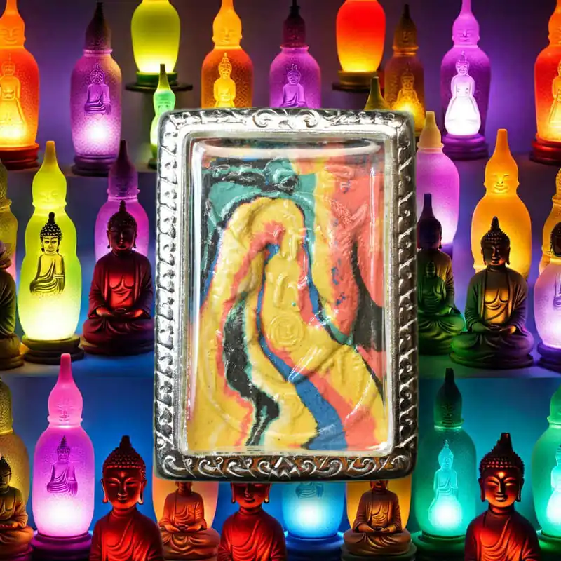 Multicolored Salika-Kru amulet blessed by Phra Kruba Krissana.