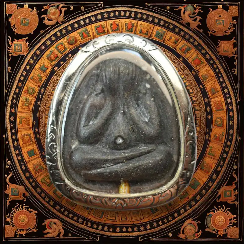 Black Phra Pidta Protective Amulet with Takut – Wat Pradoo Chimplee (Bangkok)