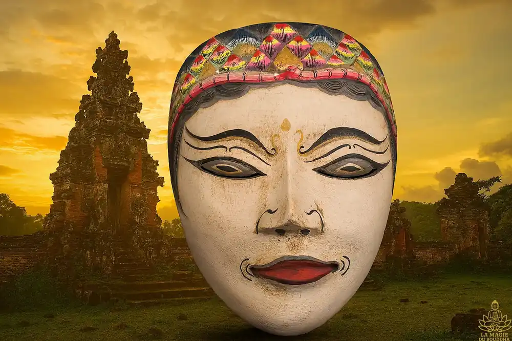 🪷 Antique carved wooden dance mask – Bali