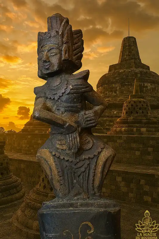 🪷 Antique statuette of a sacred dancer – Indonesia, hand-carved wood