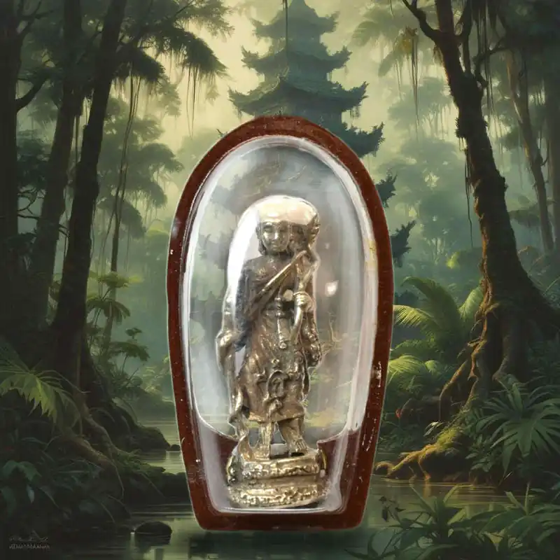 Phra Siwali amulet in silver metal – Wat Khao Lem (2015, Sakeow)