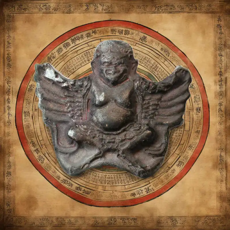 Large Ancient Magnetic Dark Stone Garuda Thokcha Amulet
