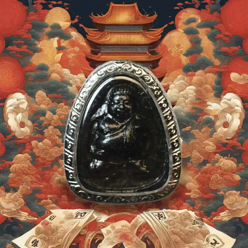 Black Amulet of the Fortune Buddha Phra Sanghajai – Luang Phor Djoy Jantasuwanno of Wat Sri-Uthumhön