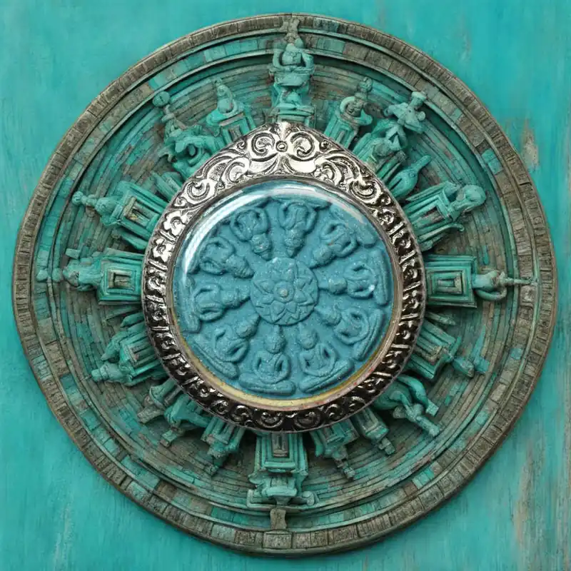 Blue Phra Sanghajai Amulet and Buddha Wheel – Wat Chedi Hoi – 2002