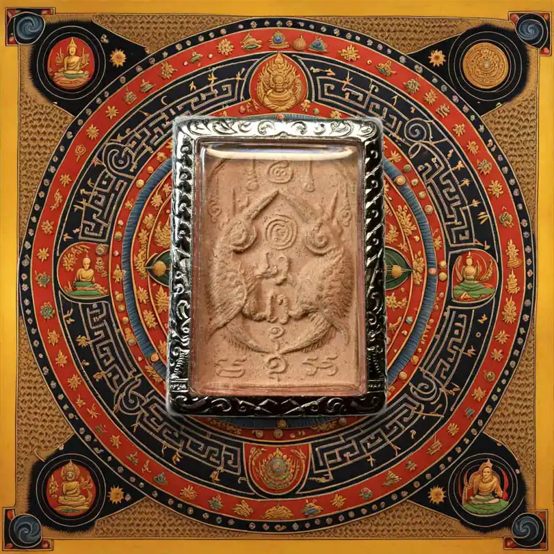 Salika-Kru Amulet with Red Sacred Seed – Kruba Krissana (Wat Pah Mahawan, Nakhon Ratchasima)
