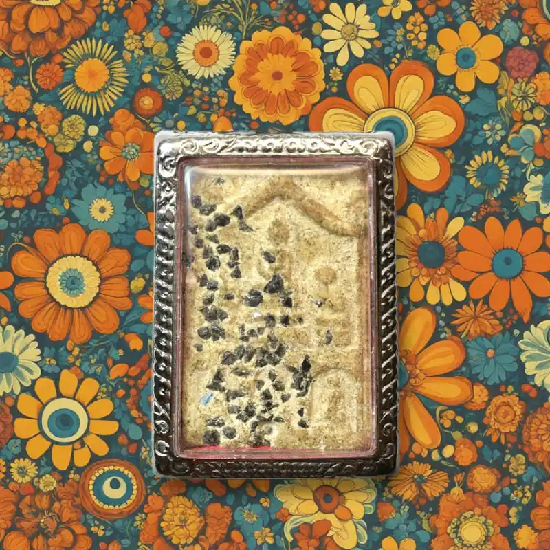 Ancient six Buddha amulet with relic stones Phratat