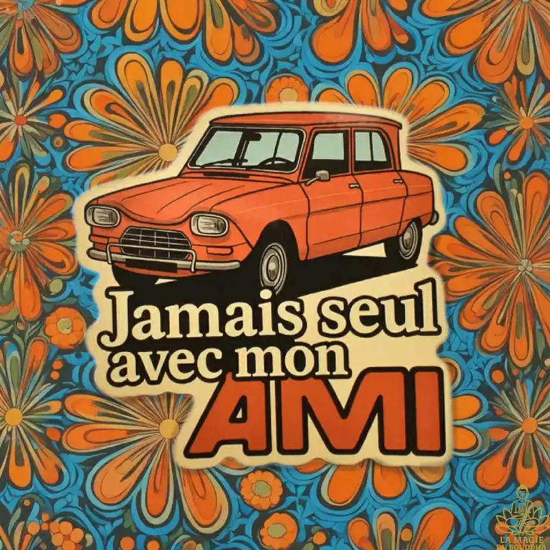 Vintage Citroën AMI 6 AMI 8 sticker – “Never alone with my AMI”