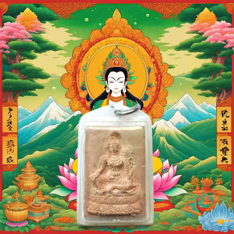 Ancient Green Tara Amulet – Terracotta, 1978 – Wat Thaworn Wararam (Kanchanaburi)