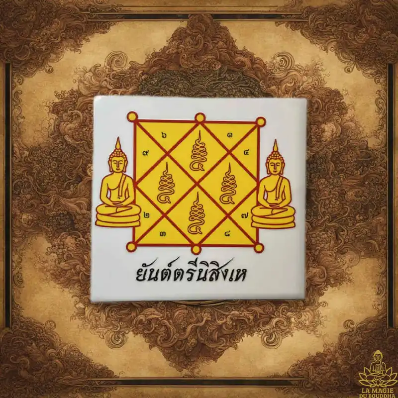 🛕 Protective stickers of the Yant Trinisinghae, the mystical shield of the Buddha.