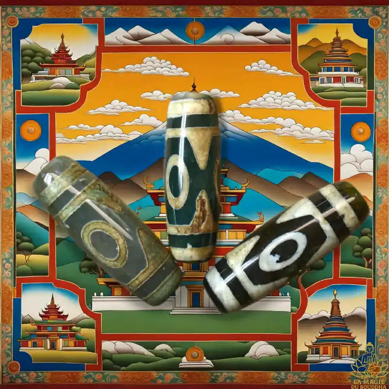 Tibetan Three-Eyed Dzi Sacred Bead – Translucent Agate (Guru Rinpoche Model)