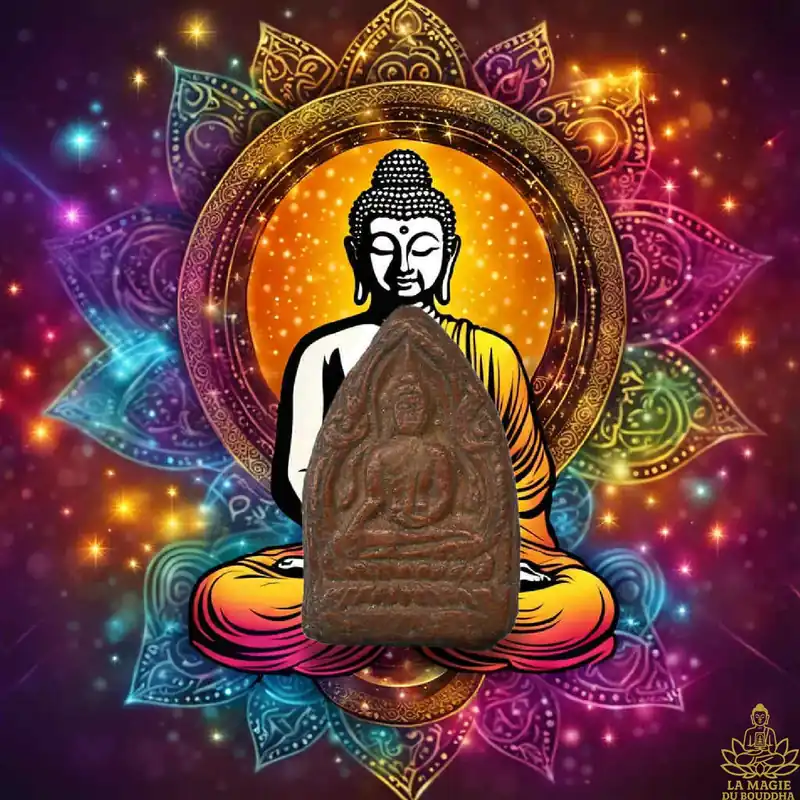 Ancient dark red terracotta votive tablet of the Buddha – Northern Thailand (Chiang Rai)