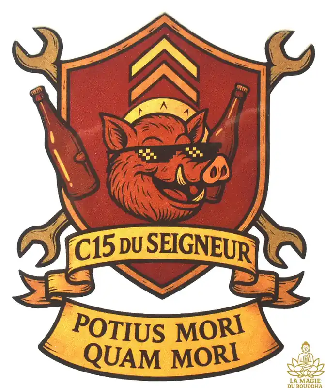 Humorous sticker "C15 of the Lord" – Official emblem of mystical tinkerers 🐗🍻