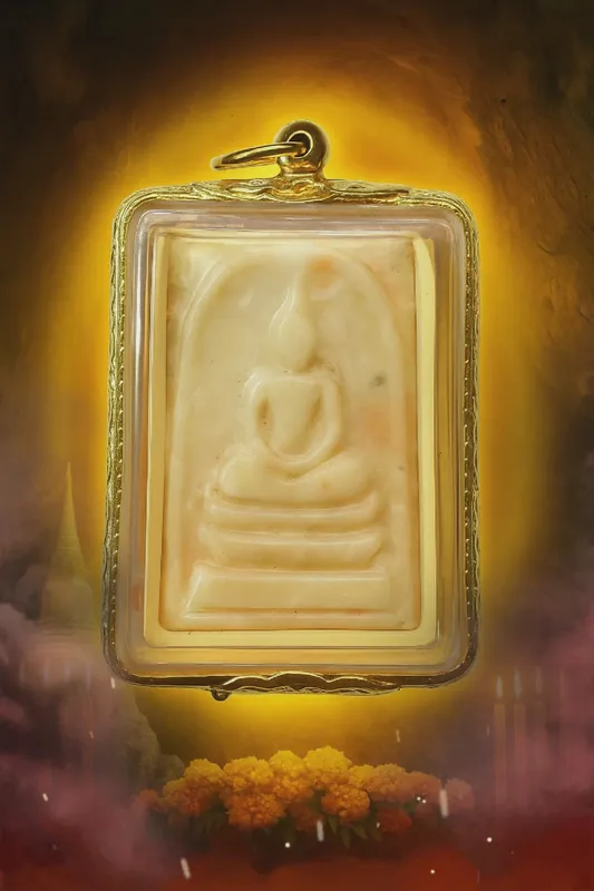 🪷 Phra Somdej amulet made of Hin Phratat relic stone – Wat Phrom Nimit (Kanchanaburi, 2001)
