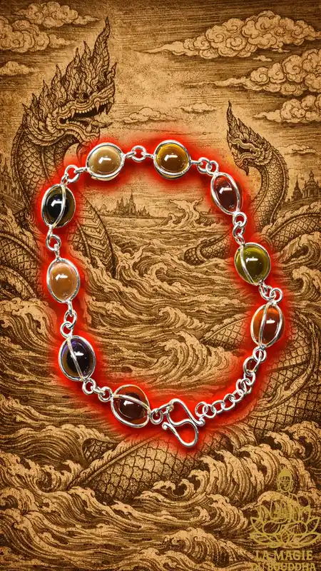 🐉 Silver bracelet with sacred Naga crystals