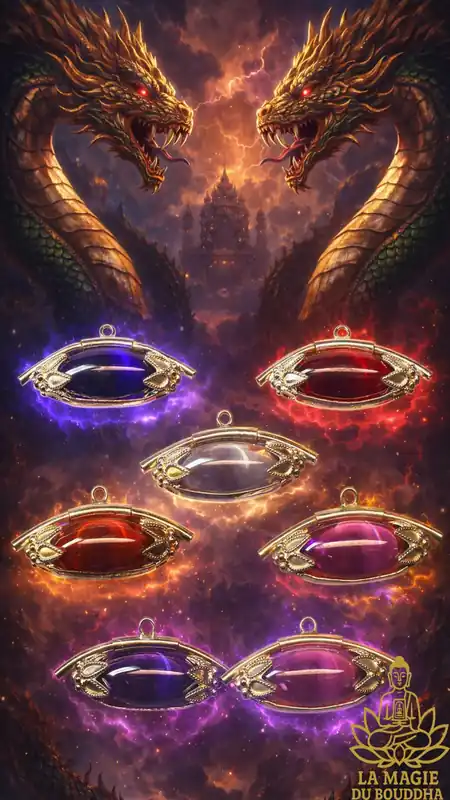 🐉 Sacred Naga crystal Lingam pendants (various colors mounted on silver)