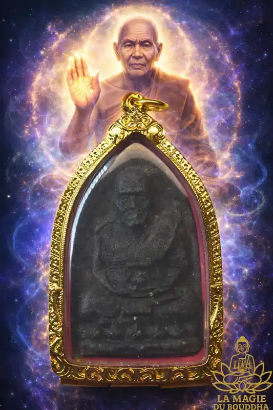 Large Luang Phor Thuat amulet dedicated in 1972 at Wat Sai Khao (Pathani)