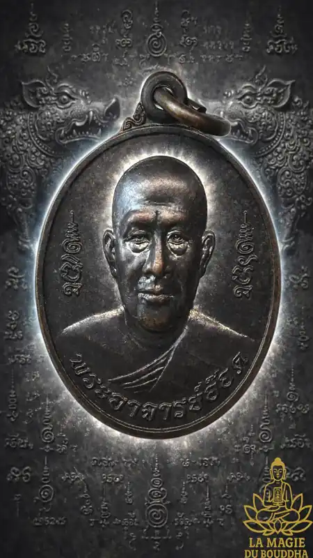 Portrait medal of Phra Ajarn Aod from Wat Sai Mai (with sacred wild boar)
