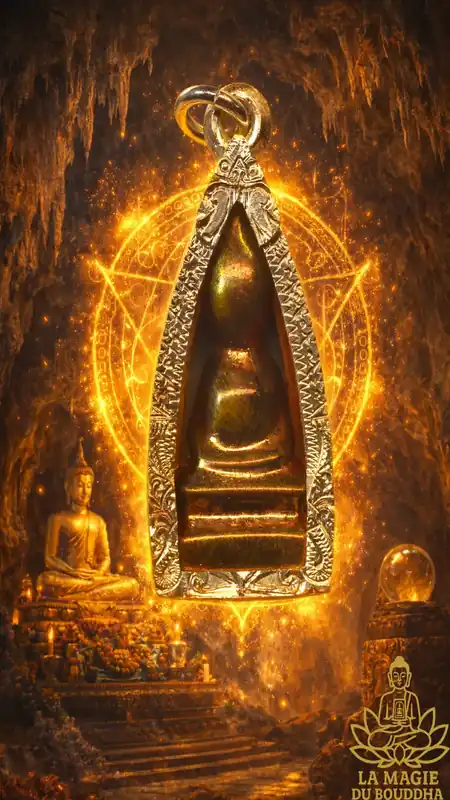 Precious Buddha in Lek Lai See Thong - Most Venerable Luang Phor Huan Puripatho of Wat Puthai Sawan