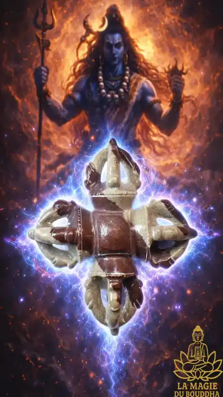 Double Dorje Vajra carved from a sacred Shiva Lingam stone