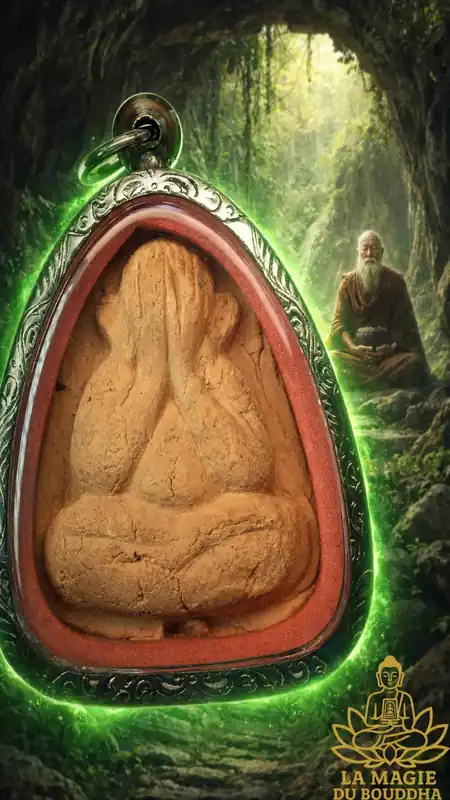 📿 Large protective amulet Phra Pidta made of raw clay by a hermit Phra Siwali