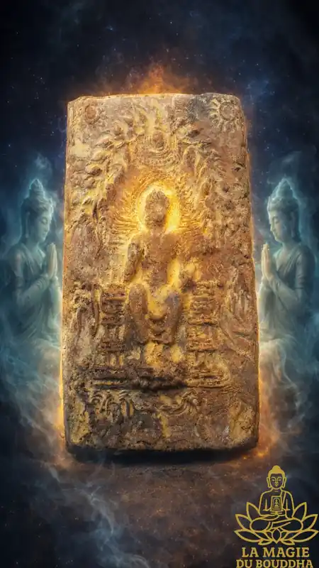☸ Ancient Buddhist Dvaravati votive tablet in terracotta - Wat Phra Pathom Chedi
