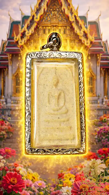💠 Phra Somdej amulet with handwritten yant on the reverse – Thailand, 1990s