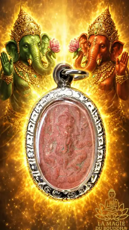 Phra Phikanet Ganesha amulet in sacred red powder - Utthayan Phra Phikanet