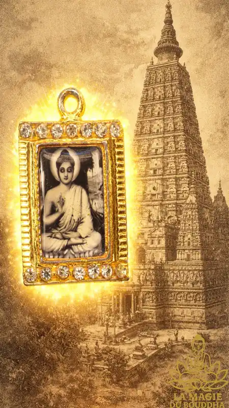Vintage Sakyamuni Buddha and Mahabodhi Stupa Medal