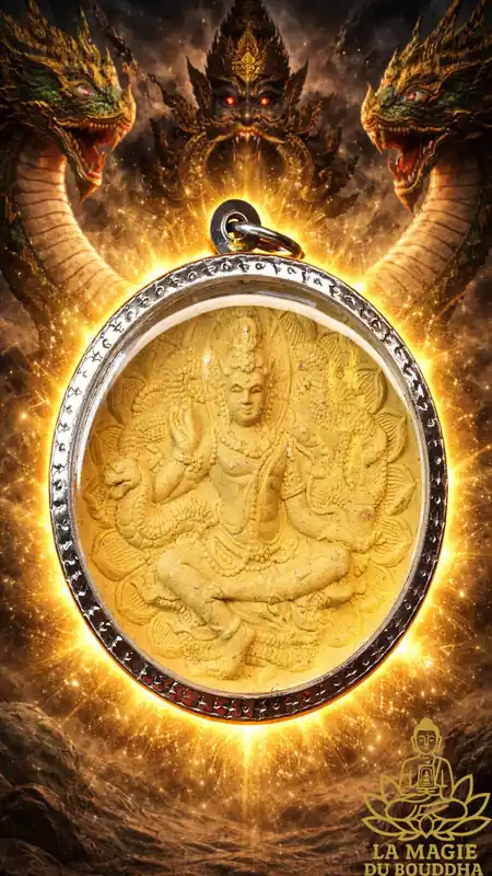 Large Jatukham Rammathep amulet blessed in 2007 at Wat Phra Mahatat Worawihan