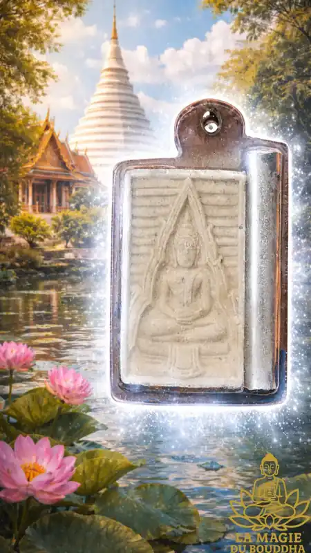 Ancient Phra Phong Somdej amulet with takrut from Wat Paknam
