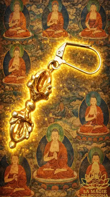Gold-plated metal dorje vajra earring, sacred Tibetan jewelry