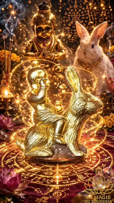 Khuman Thong Jao Khun Riak Sap Roon Raek Amulet on rabbit - Wat Phangdan Khuankhanun (2023)