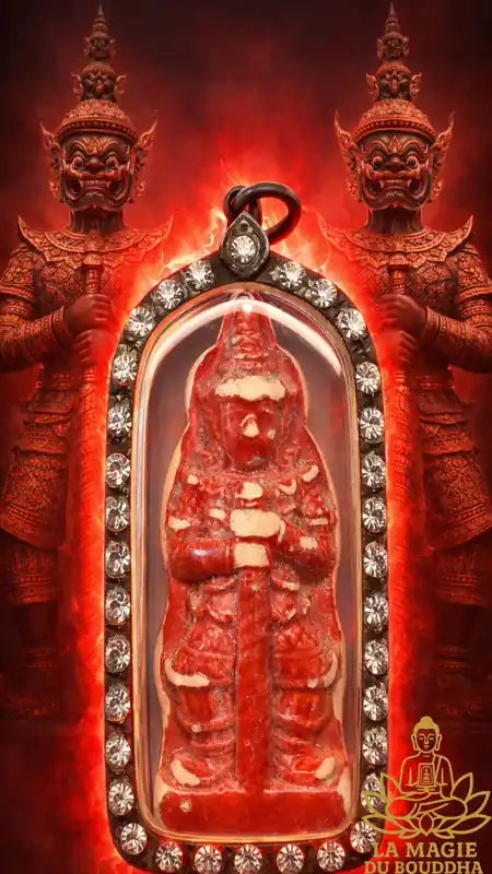Ancient Protective Tao Wessuwan Red Ceramic Amulet