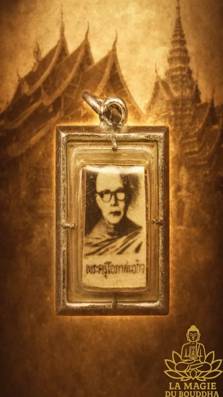 Rare portrait amulet of the Most Venerable Phra Kru Opasanawakij from Wat Ban Mai (1975)