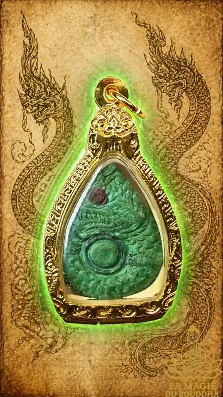 Green Naga Amulet from Kham Chanot Sanctuary