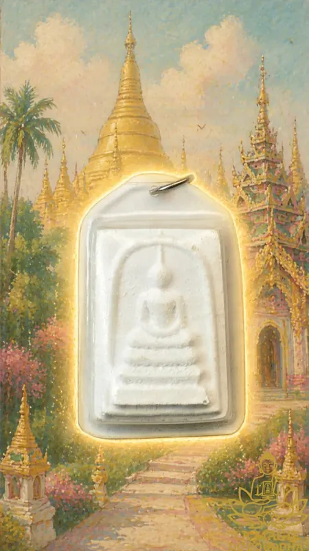 Phra Somdej amulet with venerated image and golden fabric relic