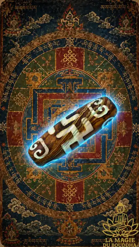 Tibetan Dzi Bead Svastika Bön Tradition in Agate